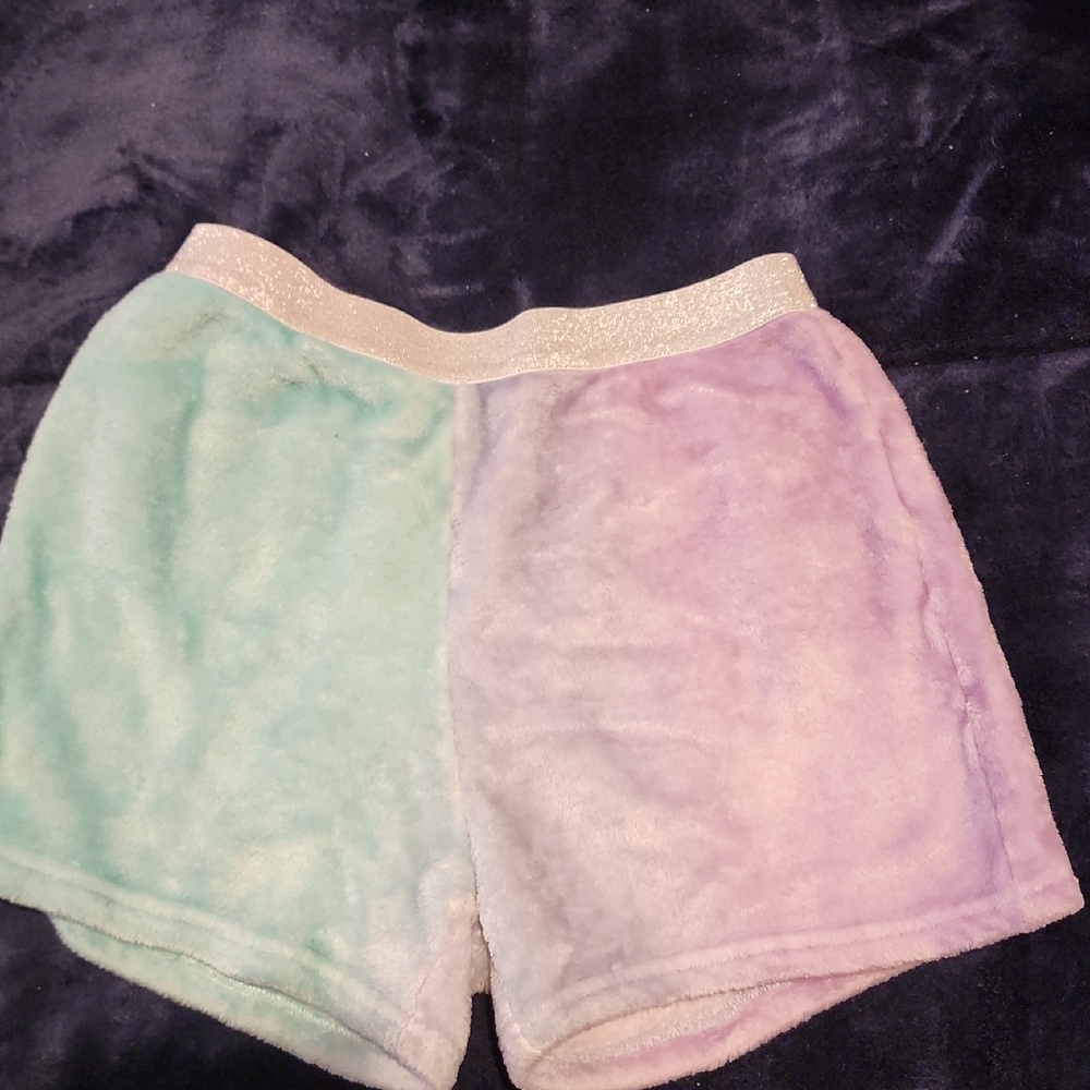 More Than Magic Mint and Lavender Fleece Sleep Shorts Size L 10/12